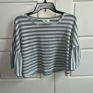 Stripped white & gray blouse